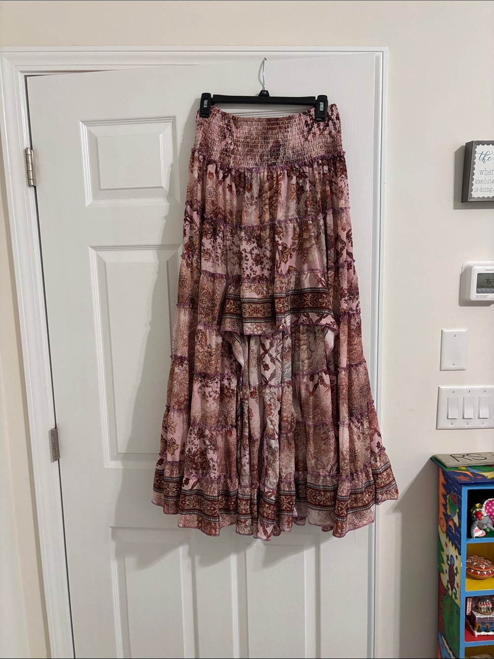 Bohemian High-Low Maxi Skirt in Dusty Rose